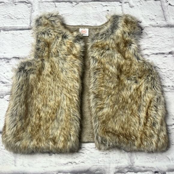 Girls beautiful faux fur vest brown size 7 - Picture 1 of 7